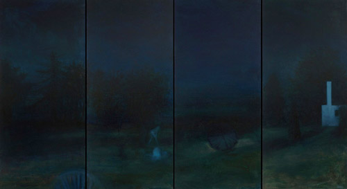 N&auml;chtlicher Garten nr.I, 155 x 280 cm, Oel auf Leinwand, 2009